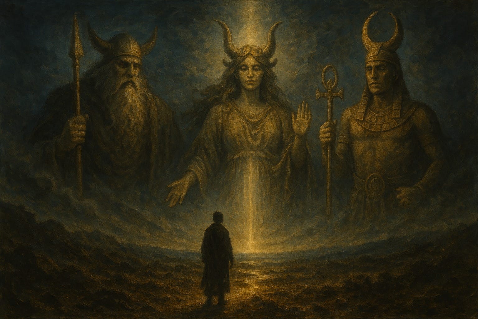 A seeker confronting mythological deities as symbols of confusion challenged by Gurbani’s rational truth