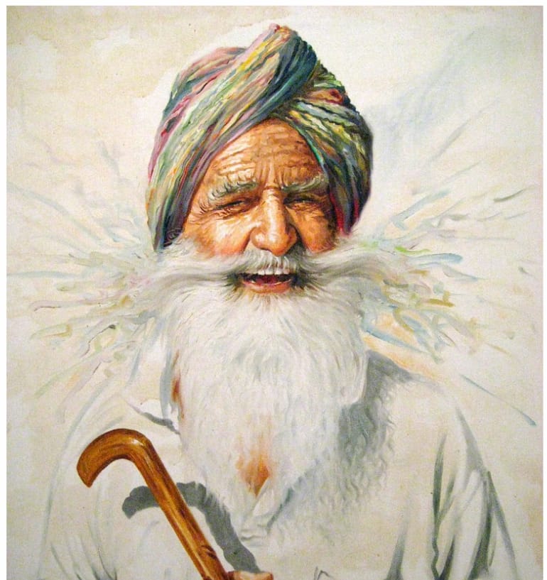 Portrait symbolizing Guru Arjan Sahib’s teaching on receiving true bliss through Gurmat, not worldly pursuit